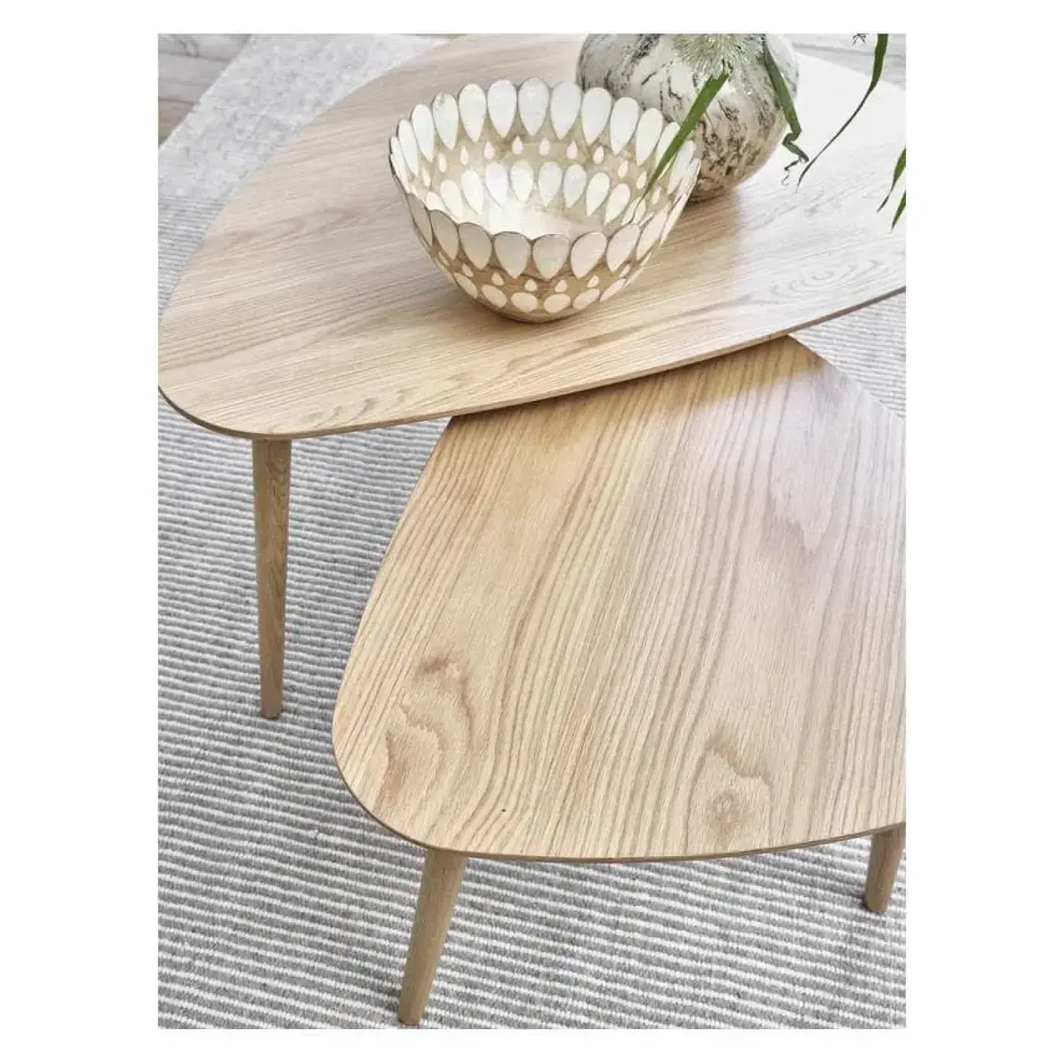 LykkeHome Salontafels|Ada Salontafel set van 2 driehoek Naturel