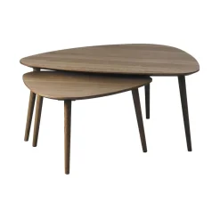 LykkeHome Salontafels|Ada Salontafel set van 2 driehoek Bruin