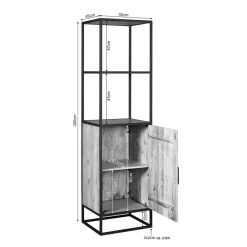 Furndea Boekenkasten|Industriele Kasten|Alaska Boekenkast Met deur Mangohout 55cm