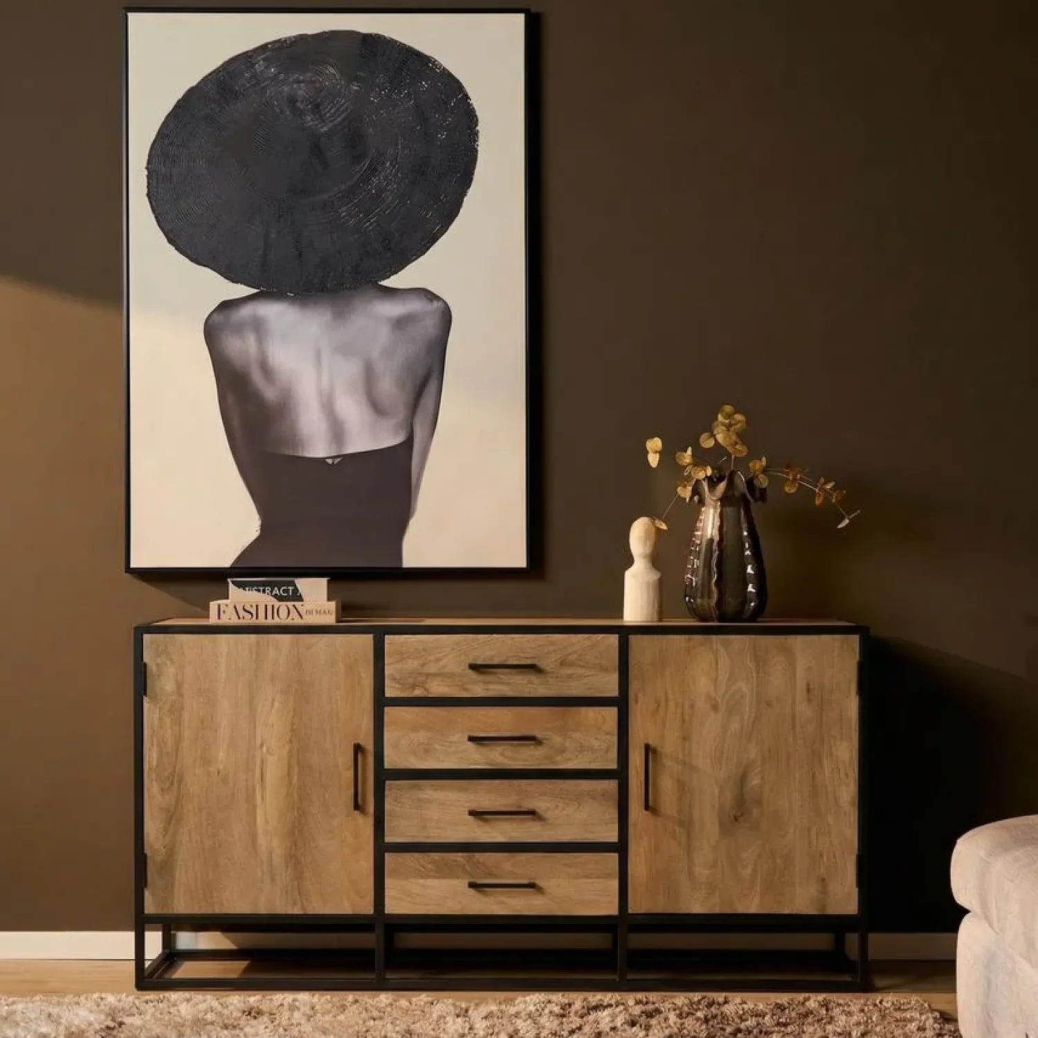 Furndea Dressoirs|Industriele Kasten|Alaska Dressoir Mangohout 165cm