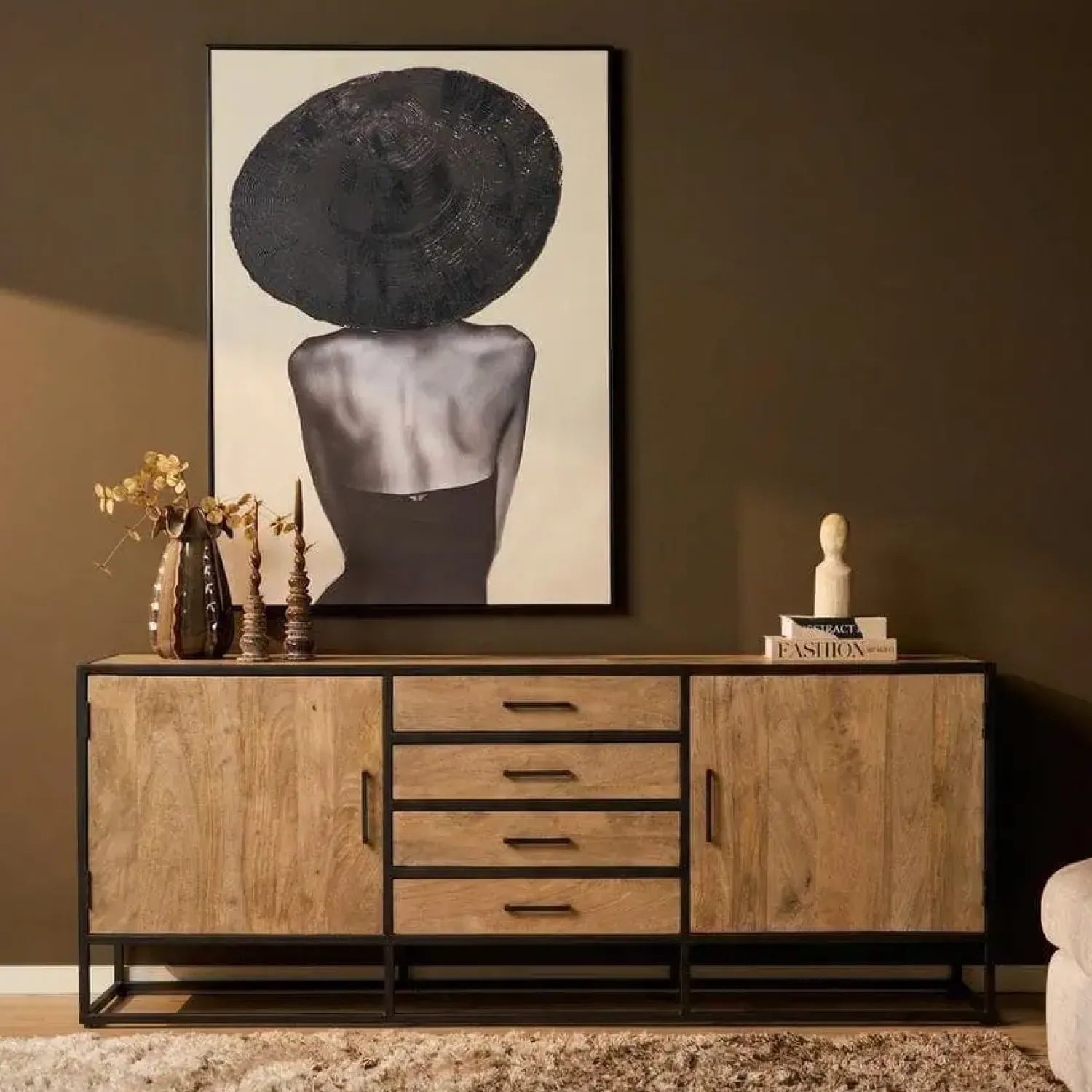 Furndea Dressoirs|Industriele Kasten|Alaska Dressoir Mangohout 210cm