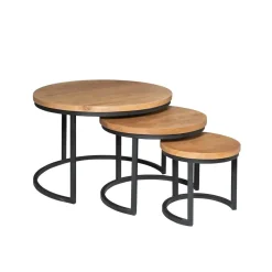 Furndea Salontafels|Alaska Salontafel Set van 3 rond Mangohout