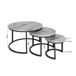 Furndea Salontafels|Alaska Salontafel Set van 3 rond Mangohout