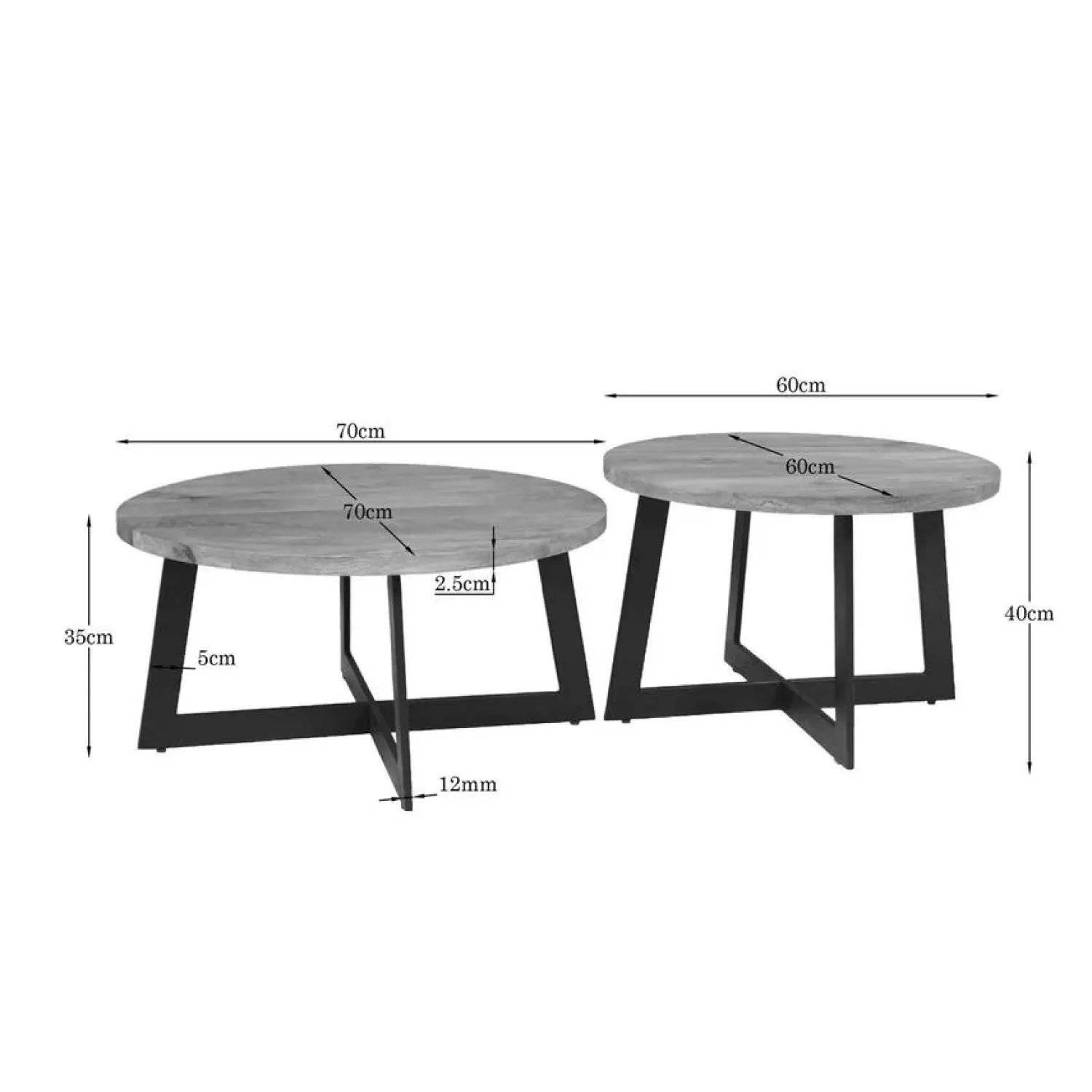 Furndea Salontafels|Alaska Salontafel x-poot Set van 2 Mangohout