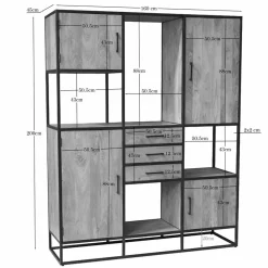 Furndea Vakkenkasten|Industriele Kasten|Alaska XXL Vakkenkast Mangohout 160cm