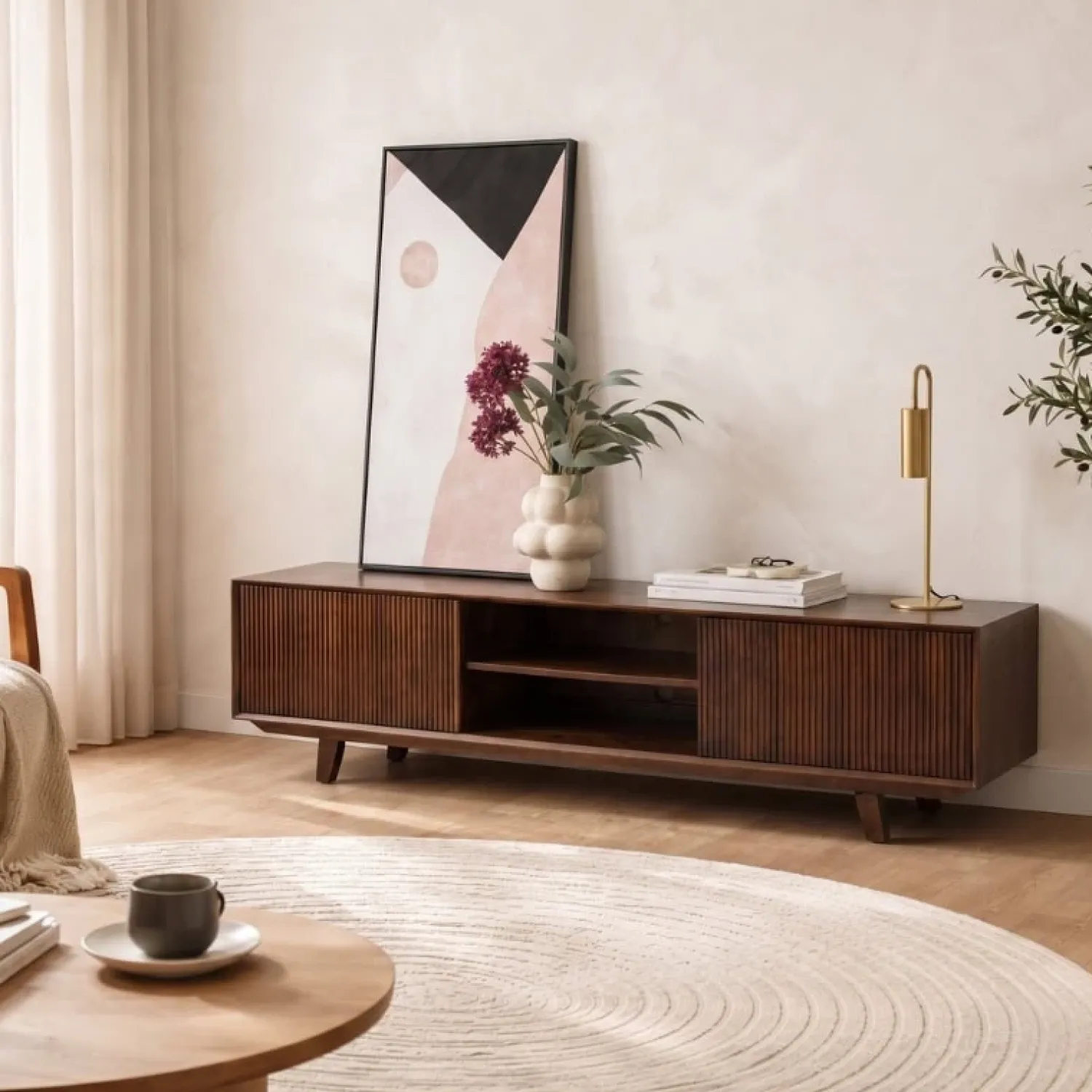 Vane Living Industriele Kasten|Tv Meubels|Albin Tv meubel walnoot 200cm