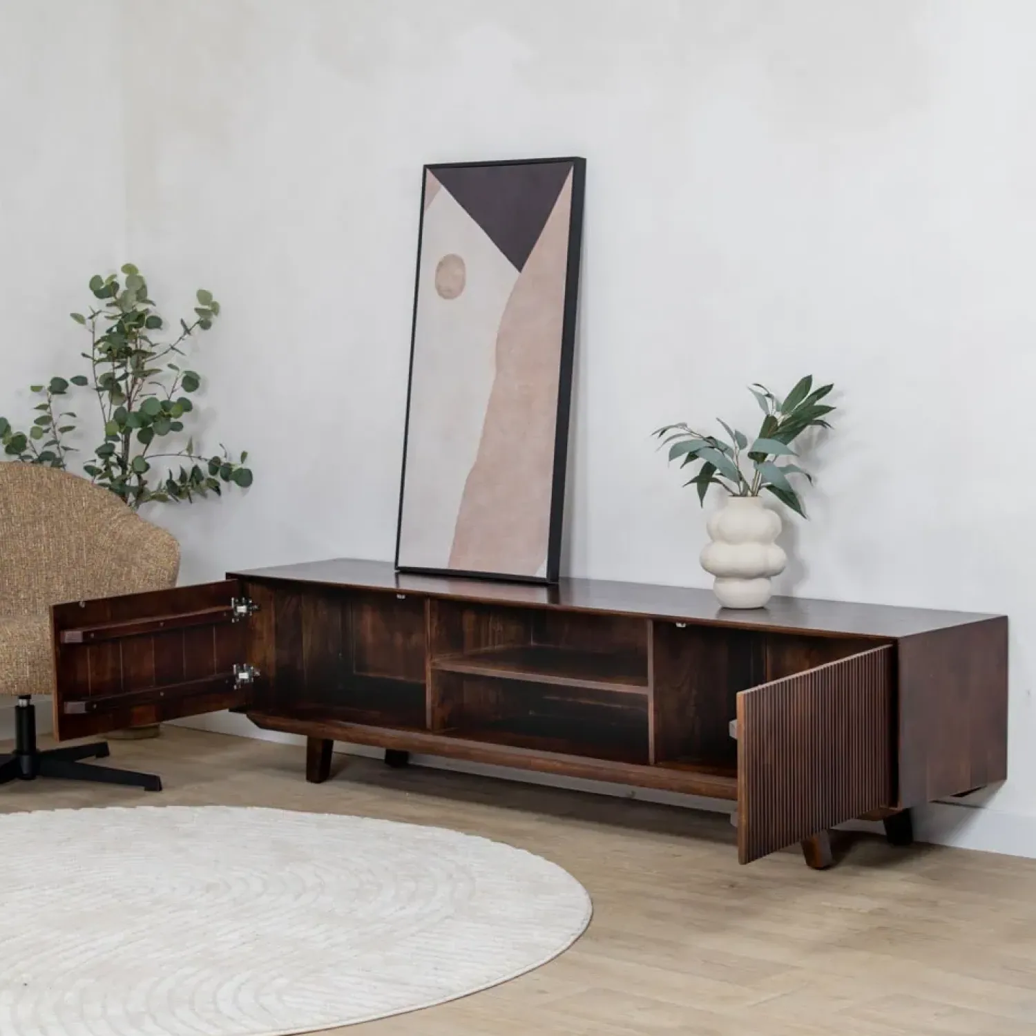 Vane Living Industriele Kasten|Tv Meubels|Albin Tv meubel walnoot 200cm