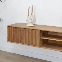Vane Living Industriele Kasten|Tv Meubels|Albin Zwevend Tv meubel naturel 200cm