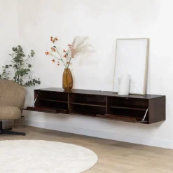 Vane Living Industriele Kasten|Tv Meubels|Albin Zwevend Tv meubel walnoot 200cm