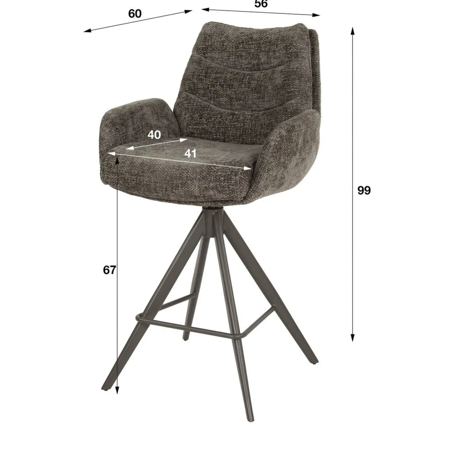 Kalfort Barkrukken|Aldira Barstoel Hoven taupe-bruin