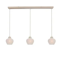 Steinmex Hanglampen|Alessia 3-lichts Hanglamp Travertin met linnen