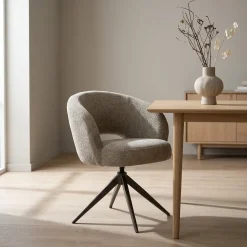 Eleonora Eetkamerstoelen|Alissa Eetkamerstoel Taupe stof