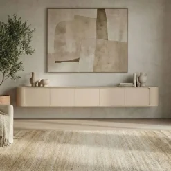 Vane Living Industriele Kasten|Tv Meubels|Amy Tv meubel zwevend Zand mangohout 235 cm