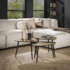 Kalfort Salontafels|Andora Salontafel setvan 3 organisch antiek brons