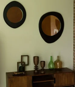 Dutchbone Spiegels|Aren Spiegel Hout Zwart 71cm