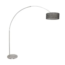 Steinmex Booglampen|Ariana 1-lichts Vloerlamp Staal met Zwart Sizoflor kap