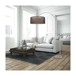 Steinmex Booglampen|Ariana 1-lichts Vloerlamp Staal met Zwart Sizoflor kap