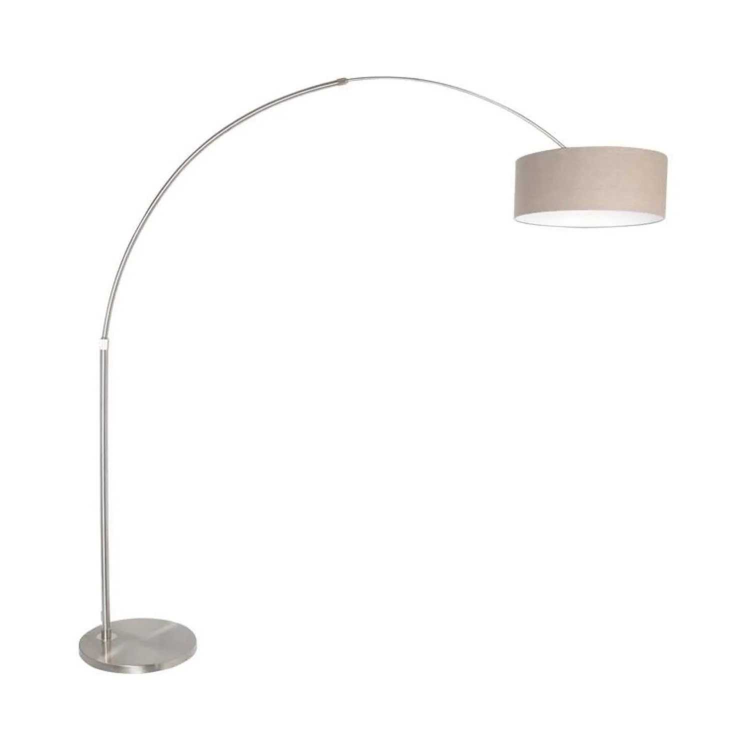 Steinmex Booglampen|Ariana 1-lichts Vloerlamp Staal met Grijs Linnen kap