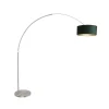 Steinmex Booglampen|Ariana 1-lichts Vloerlamp Staal met Groen Velvet kap