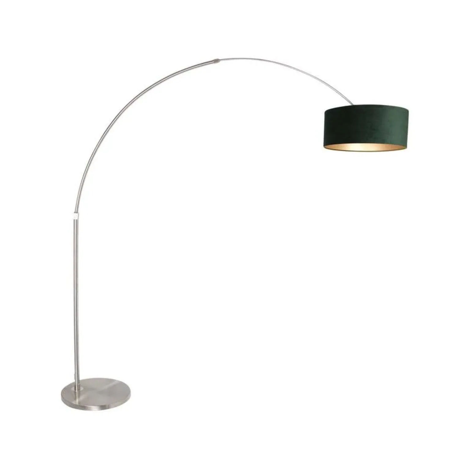 Steinmex Booglampen|Ariana 1-lichts Vloerlamp Staal met Groen Velvet kap