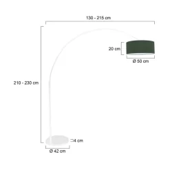 Steinmex Booglampen|Ariana 1-lichts Vloerlamp Wit met Groen Velvet kap