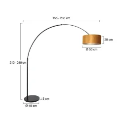 Steinmex Booglampen|Ariana 1-lichts Vloerlamp Zwart met Goud Velvet kap
