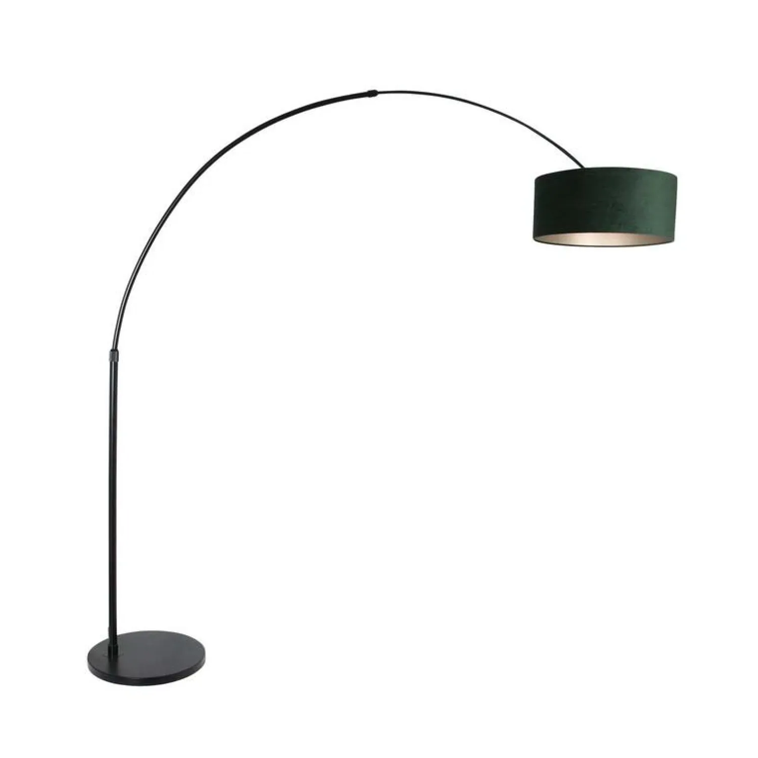 Steinmex Booglampen|Ariana 1-lichts Vloerlamp Zwart met Groen Velvet kap