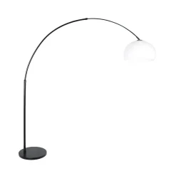 Steinmex Booglampen|Ariana 1-lichts Vloerlamp Zwart met Wit Kunststof kap