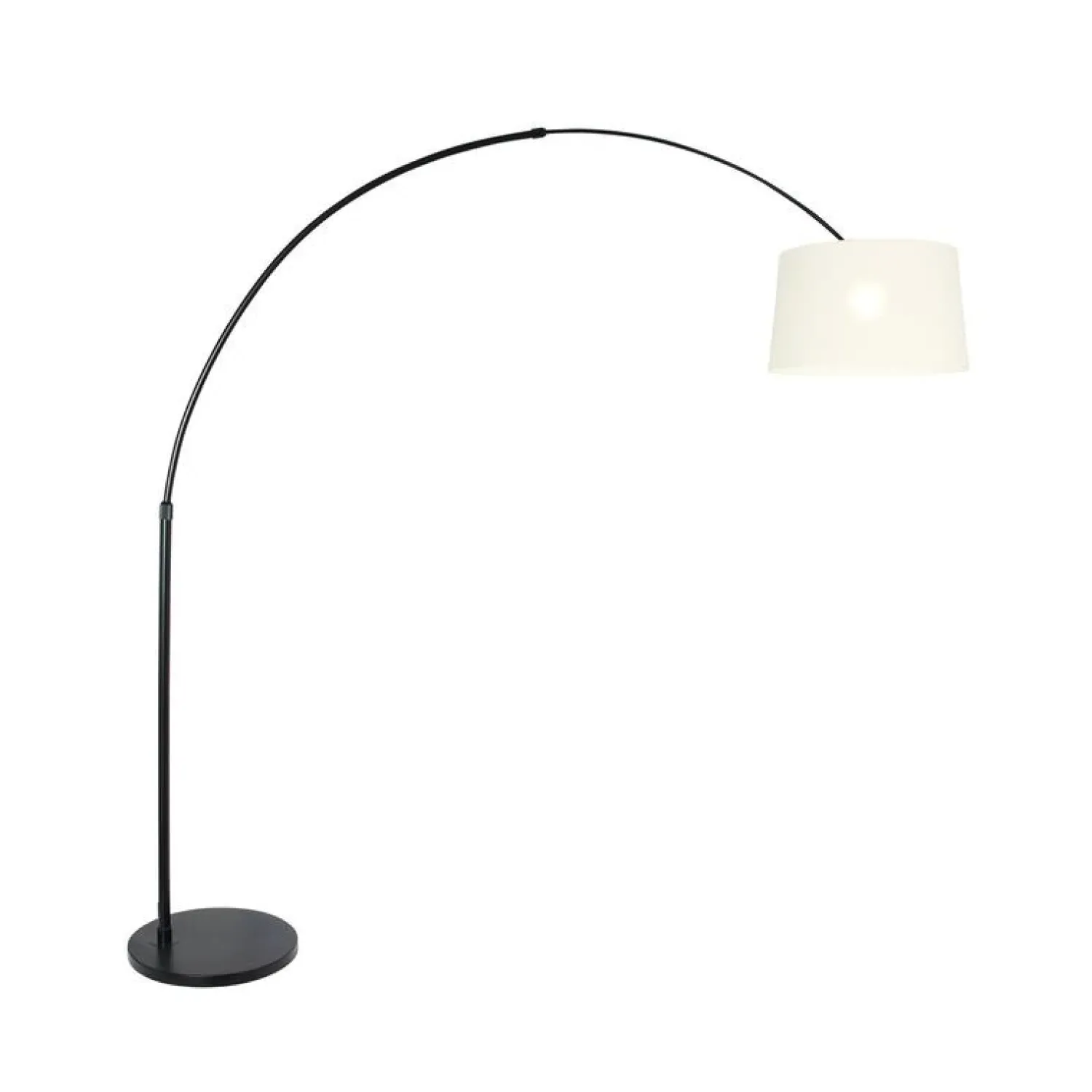 Steinmex Booglampen|Ariana 1-lichts Vloerlamp Zwart met Wit Linnen hoge kap
