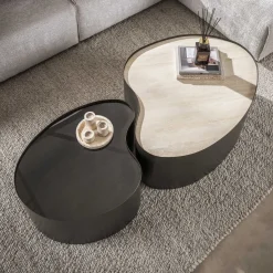 Kalfort Salontafels|Arianna Salontafel Set van 2 Organisch keramiek glas 102cm