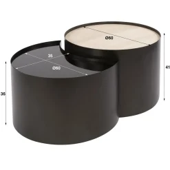 Kalfort Salontafels|Arianna Salontafel Set van 2 Rond keramiek glas 60cm