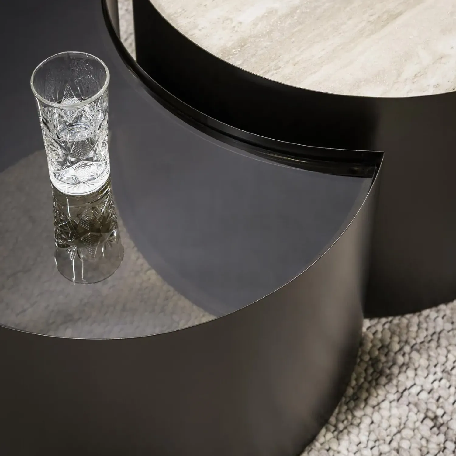Kalfort Salontafels|Arianna Salontafel Set van 2 Rond keramiek glas 60cm
