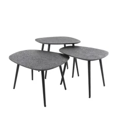 Kalfort Salontafels|Arioni Salontafel set van 3 organisch metallic / zwart