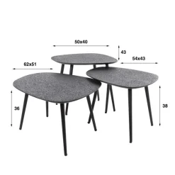 Kalfort Salontafels|Arioni Salontafel set van 3 organisch metallic / zwart