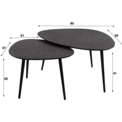 Kalfort Salontafels|Arona Salontafel set van 2 organisch metallic / Grijs