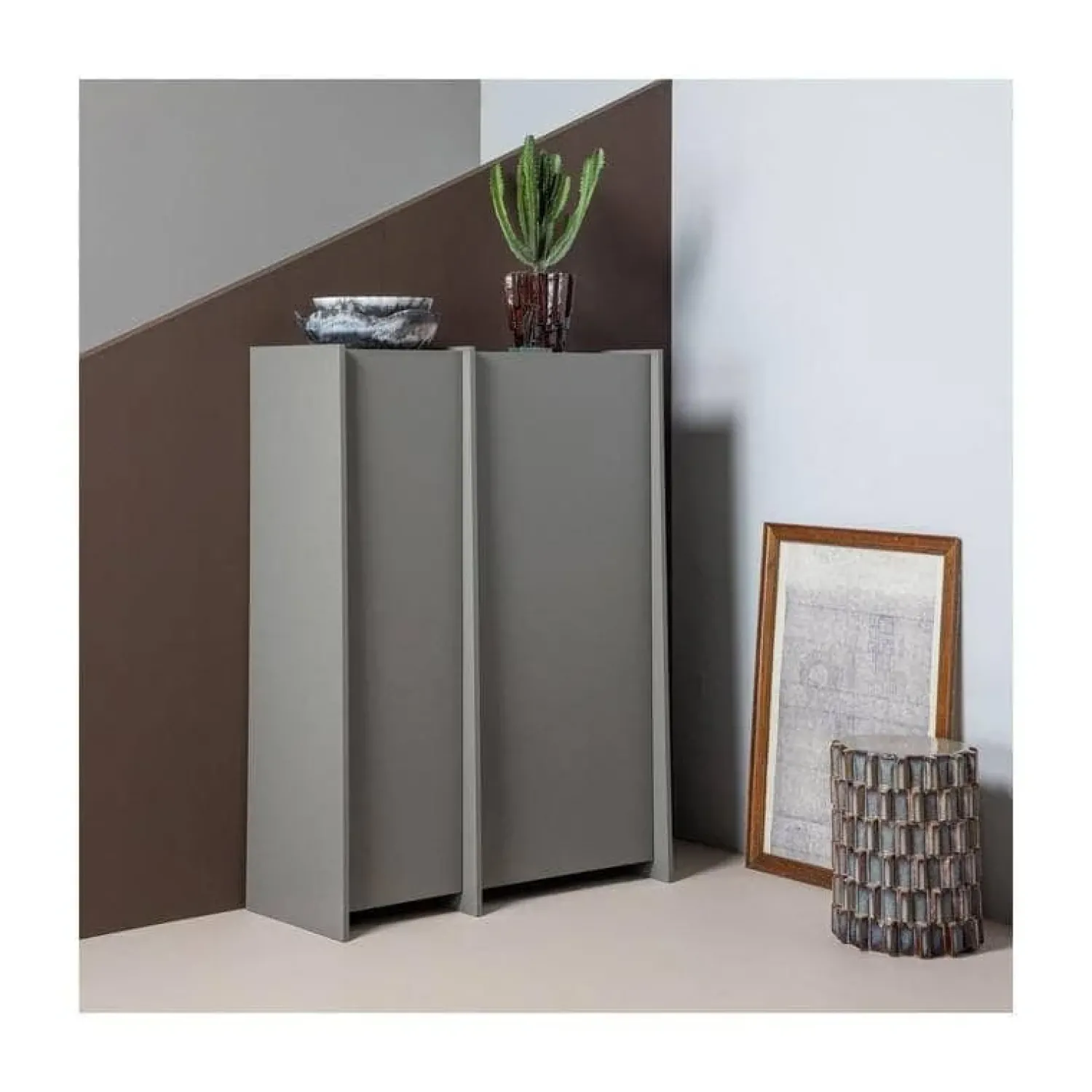 WOOOD Bijzettafels|Axu Bijzettafel Keramiek rond Grijsblauw 35cm