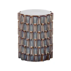 WOOOD Bijzettafels|Axu Bijzettafel Keramiek rond Grijsblauw 35cm