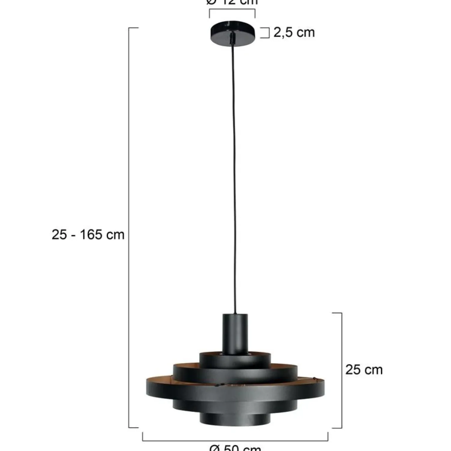 Steinmex Hanglampen|Ayra 1-lichts Hanglamp Zwart Metaal