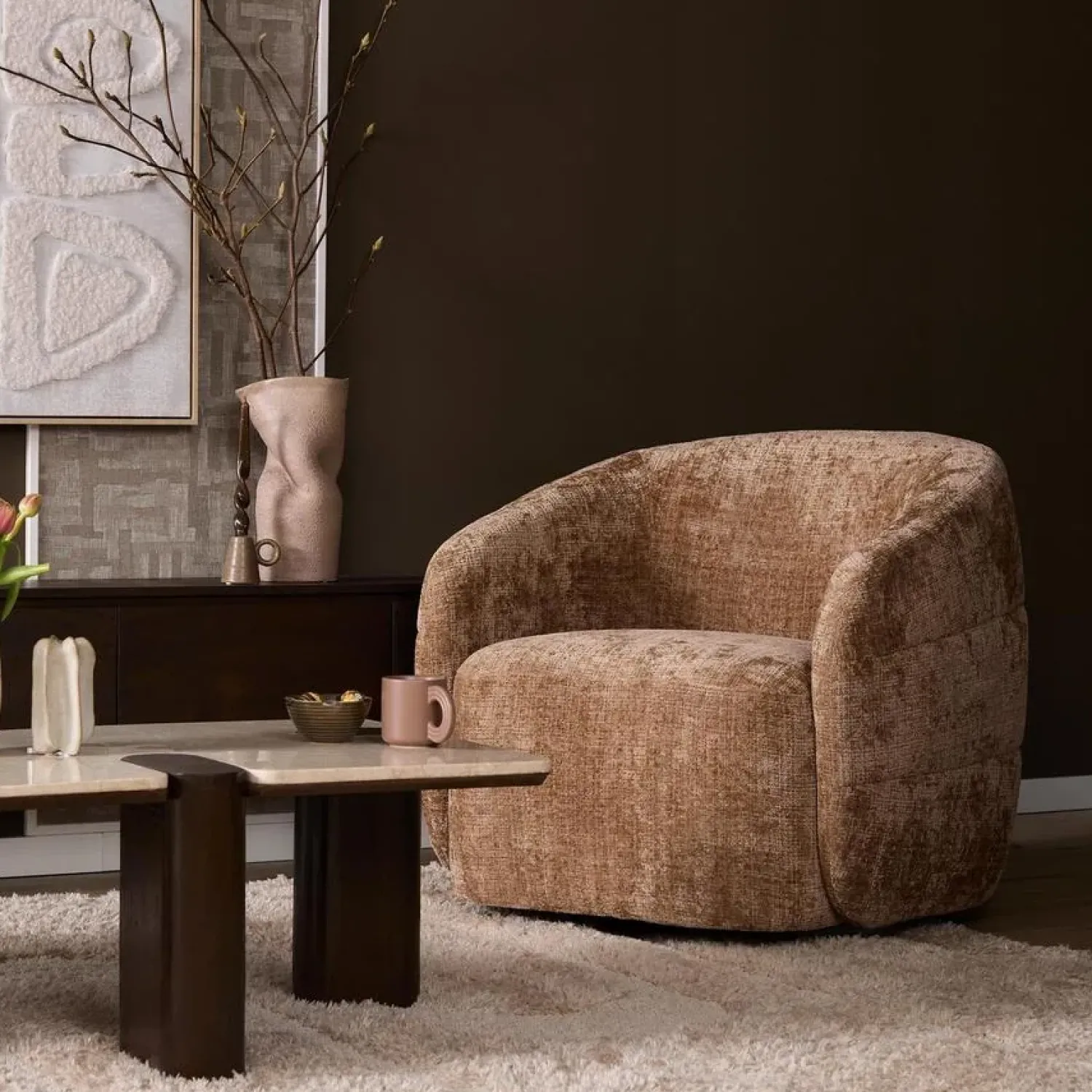 Furndea Fauteuils|Azra Fauteuil Cinnamon stof
