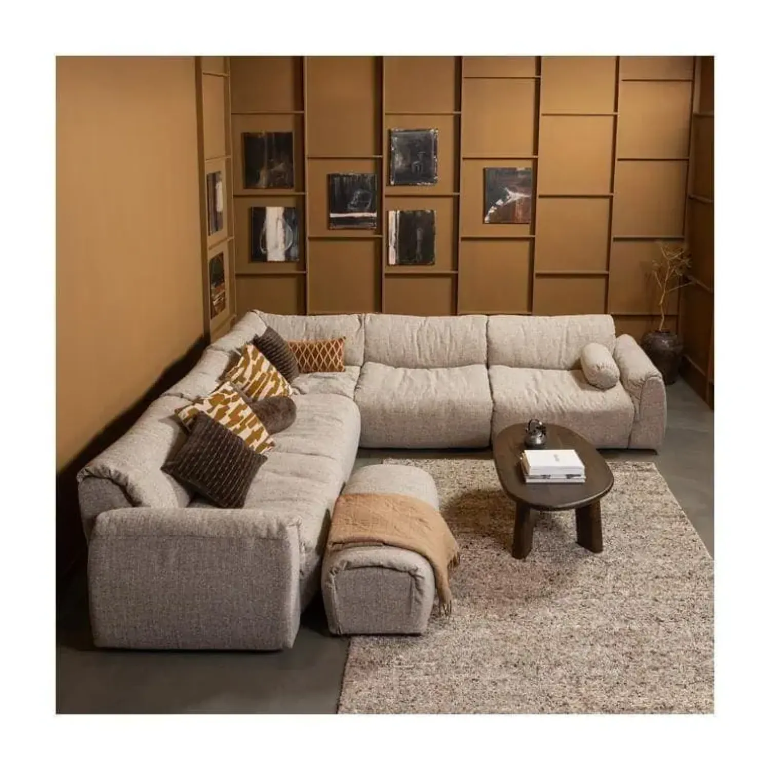 WOOOD Modulaire Banken|Baggy 1-zits element met arm links bruin melange