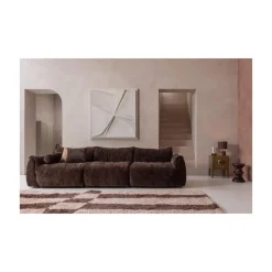 WOOOD Modulaire Banken|Baggy 1-zits element met arm links chenille donkerbruin