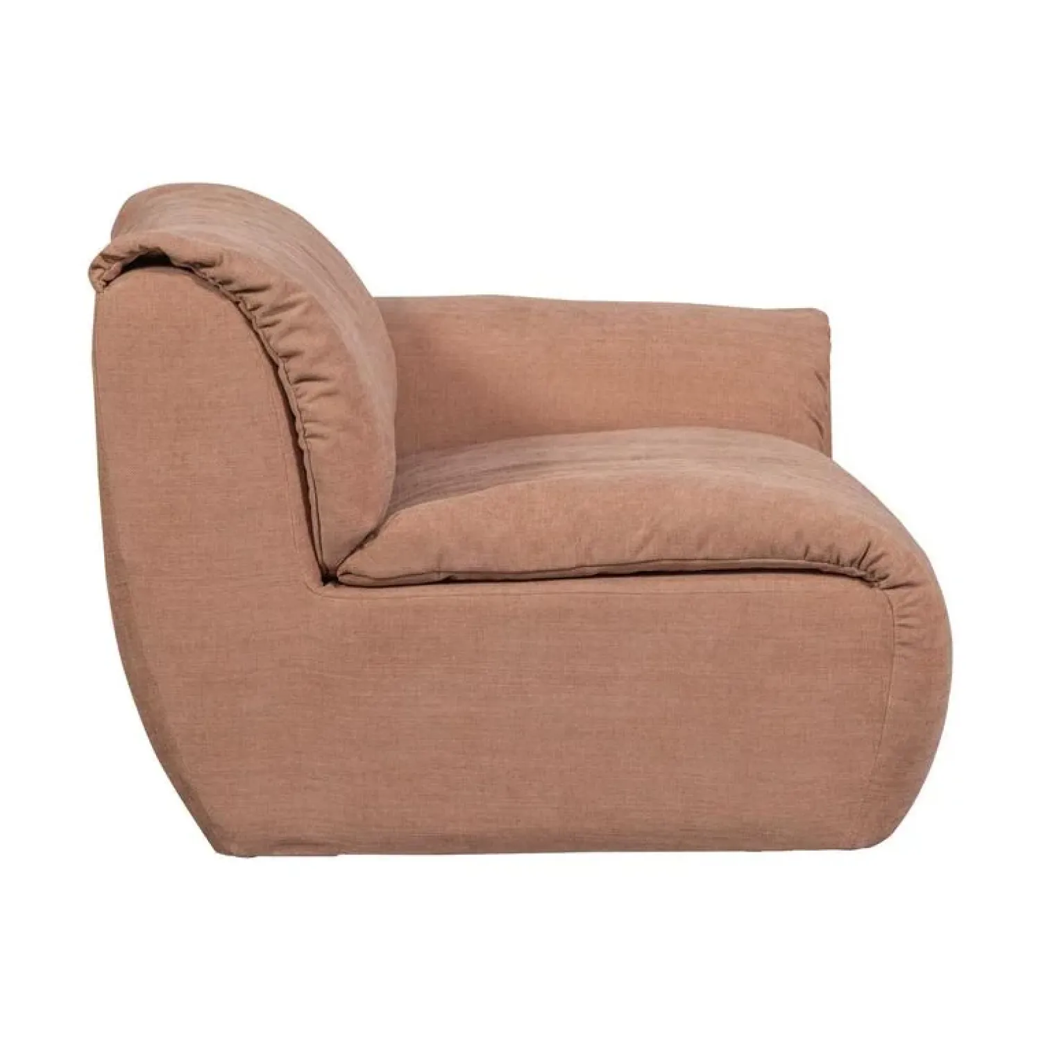 WOOOD Modulaire Banken|Baggy 1-zits element met arm rechts geweven chenille oudroze