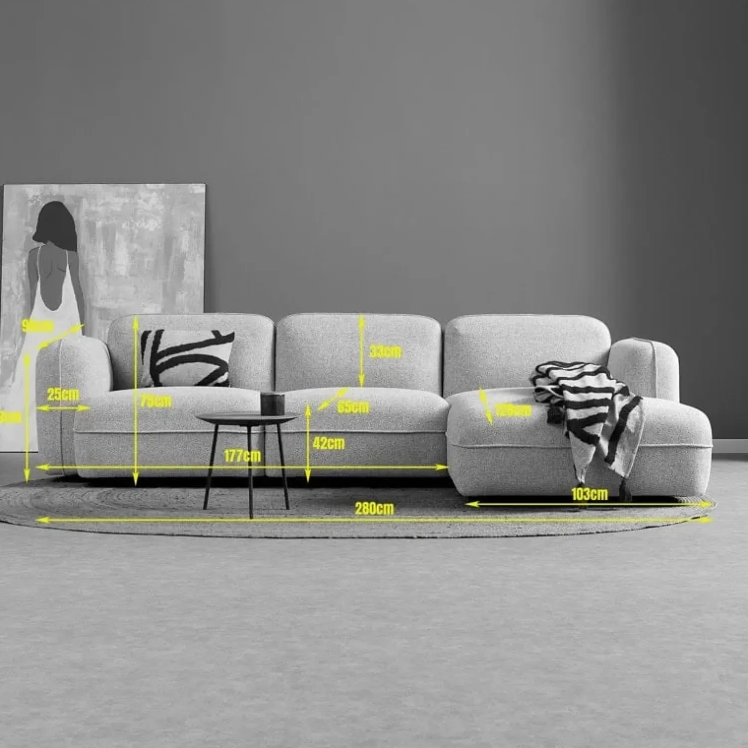 Pepp Hoekbanken|Bank Drop Chaise longue rechts - Serenity 03 stof