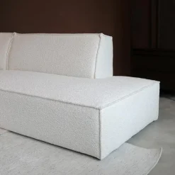 Pepp Hoekbanken|Bank Enzo Chaise longue links Bouclé wit