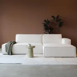 Pepp Hoekbanken|Bank Enzo Chaise longue rechts Bouclé wit