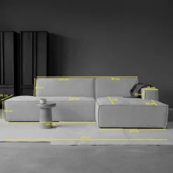 Pepp Hoekbanken|Bank Enzo Chaise longue rechts Bouclé wit
