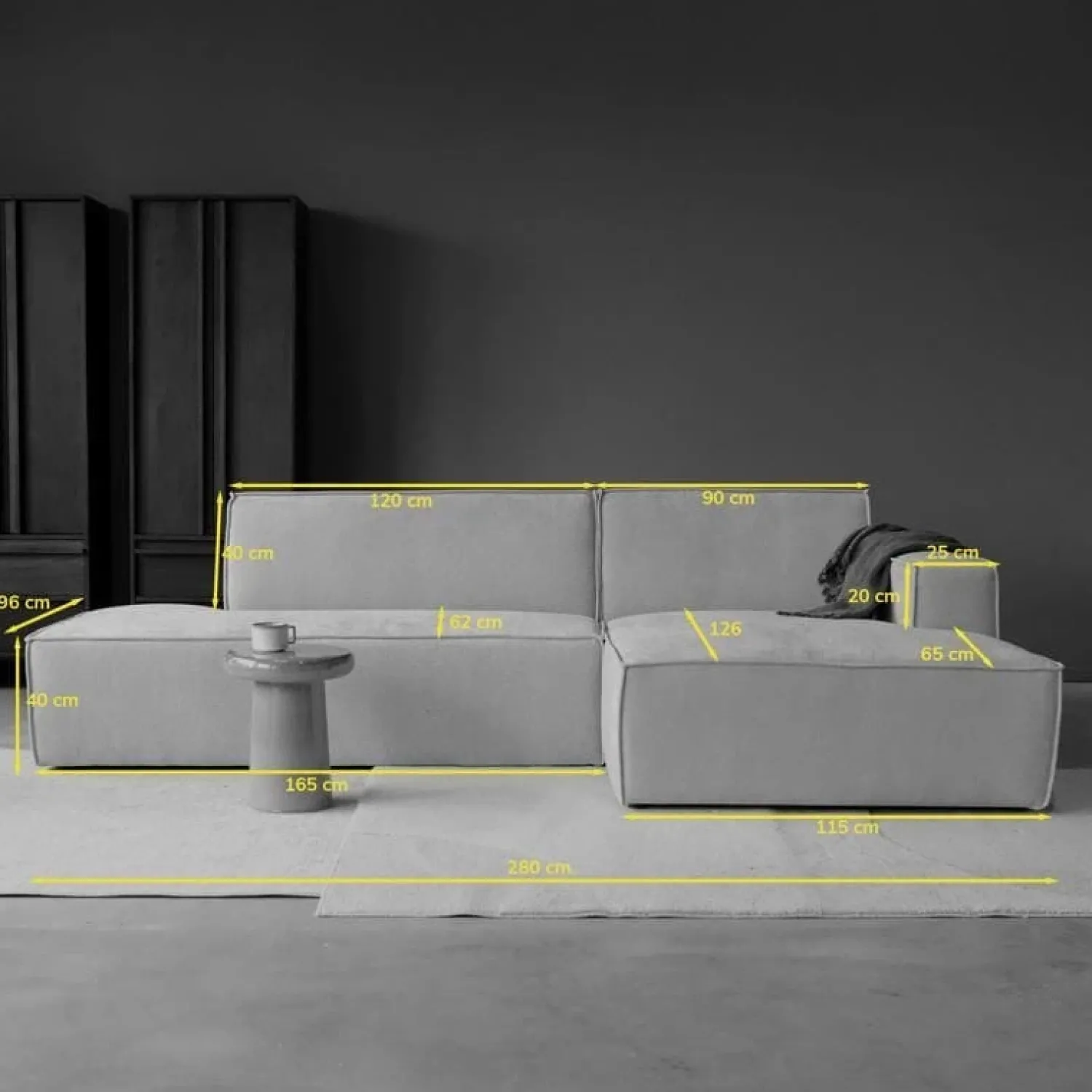 Pepp Hoekbanken|Bank Enzo Chaise longue rechts Bouclé wit