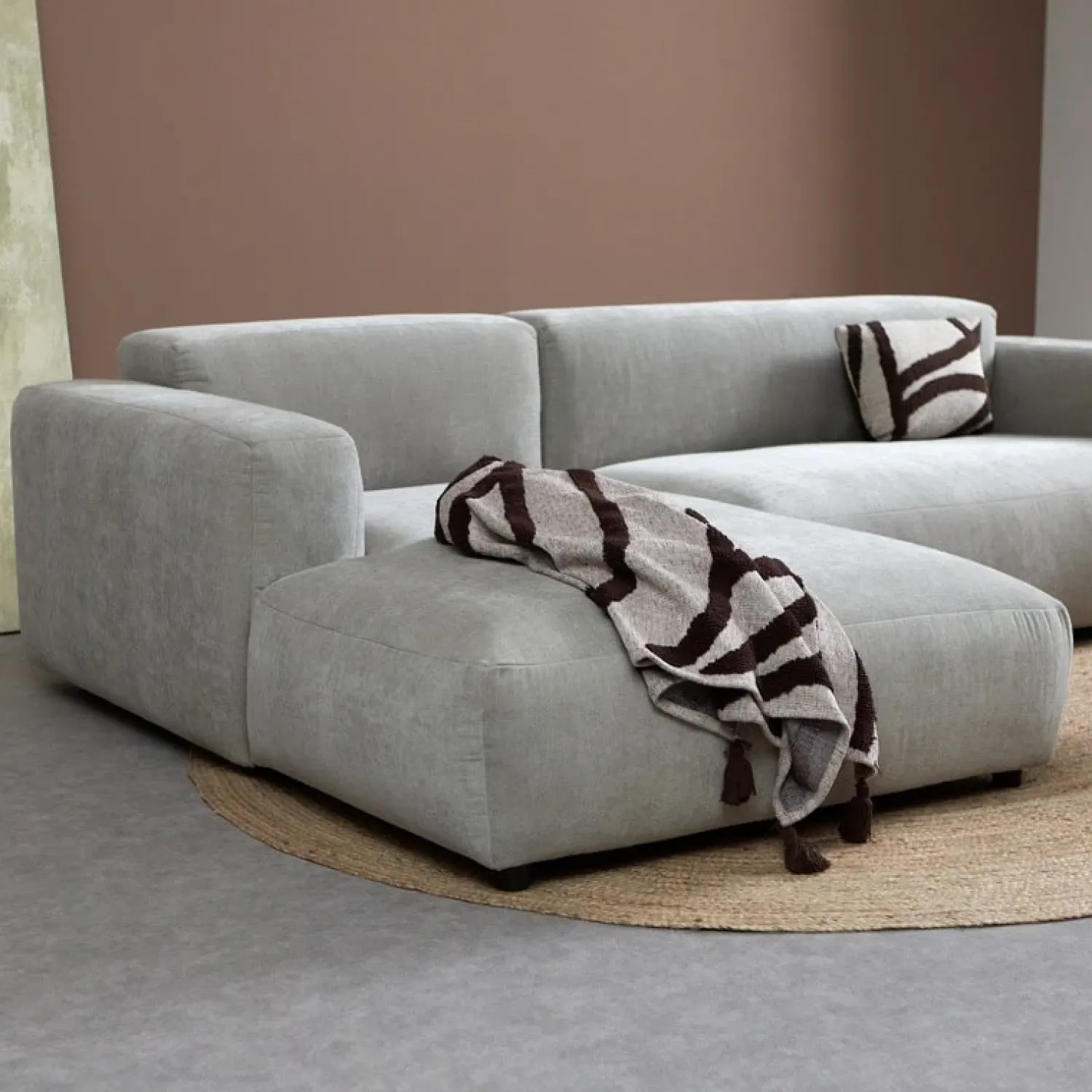 Pepp Hoekbanken|Bank Ocean Chaise longue links - Boston Cement Linnen