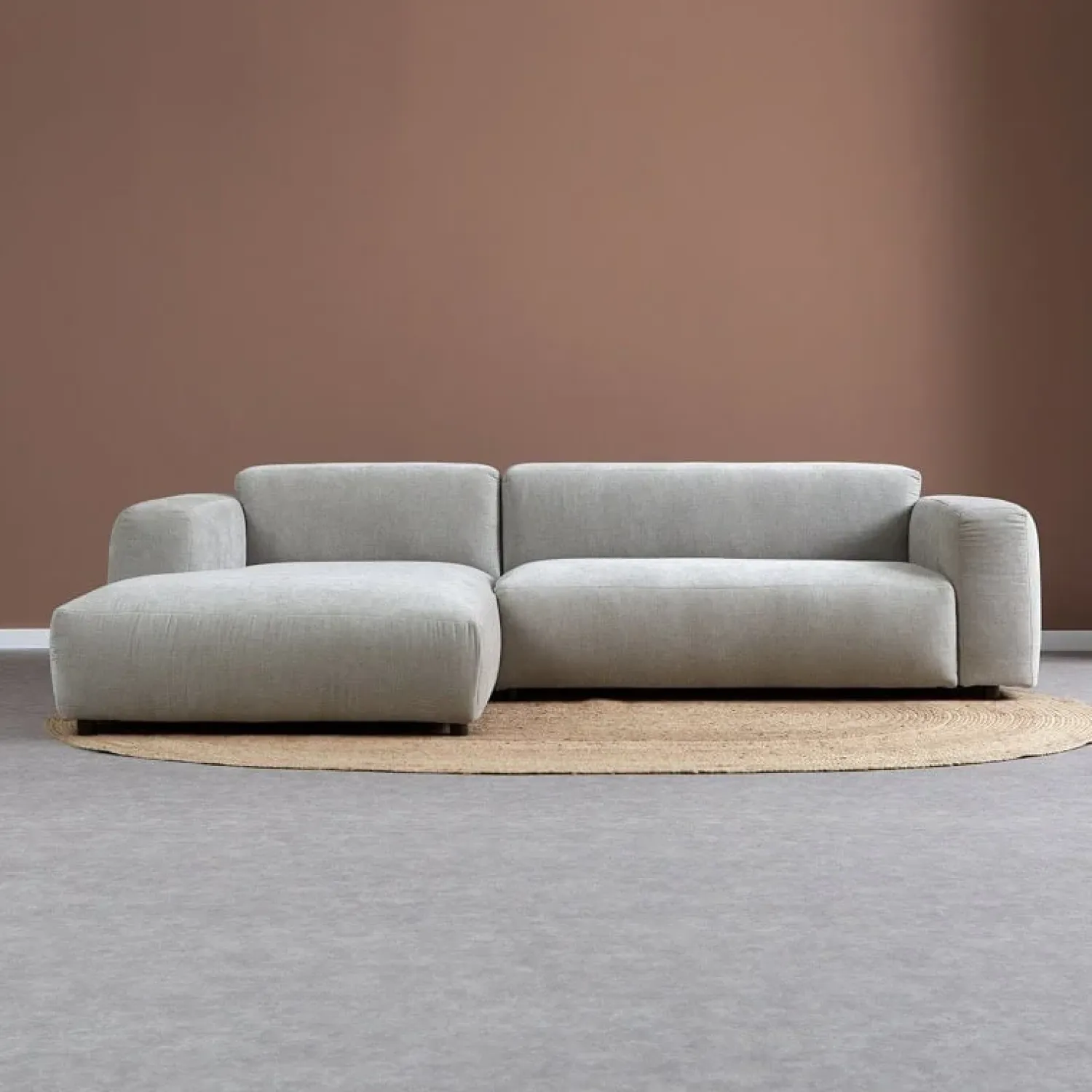 Pepp Hoekbanken|Bank Ocean Chaise longue links - Boston Cement Linnen
