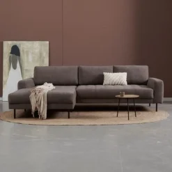 Pepp Hoekbanken|Bank Oreo Chaise longue links linnen bruin